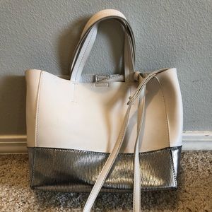 Anthropologie white and silver purse